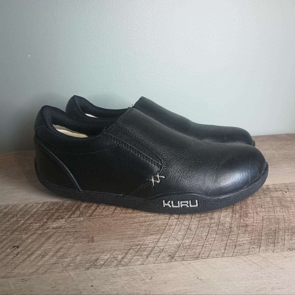 KURU Kivi Womens Black Comfort Leather Slip On Loafers Size 7 Walking Workwear